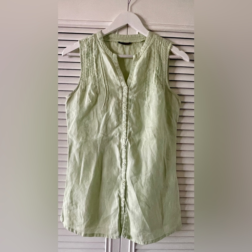 Ecologie Women’s Seafoam Green Linen Sleeveless Top SZ 4